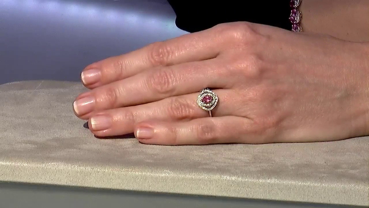 Video Anello placcato in platino con Zaffiro Padparadscha