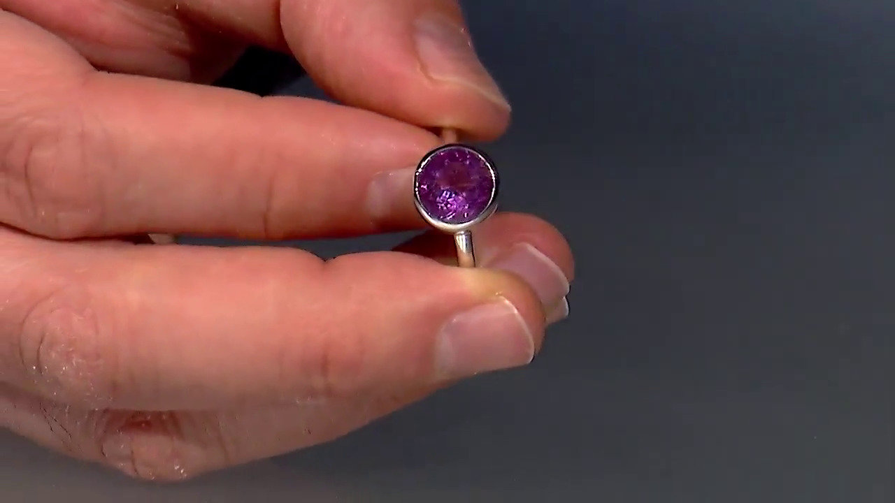 Video Zilveren ring met een Paarse Fluoriet