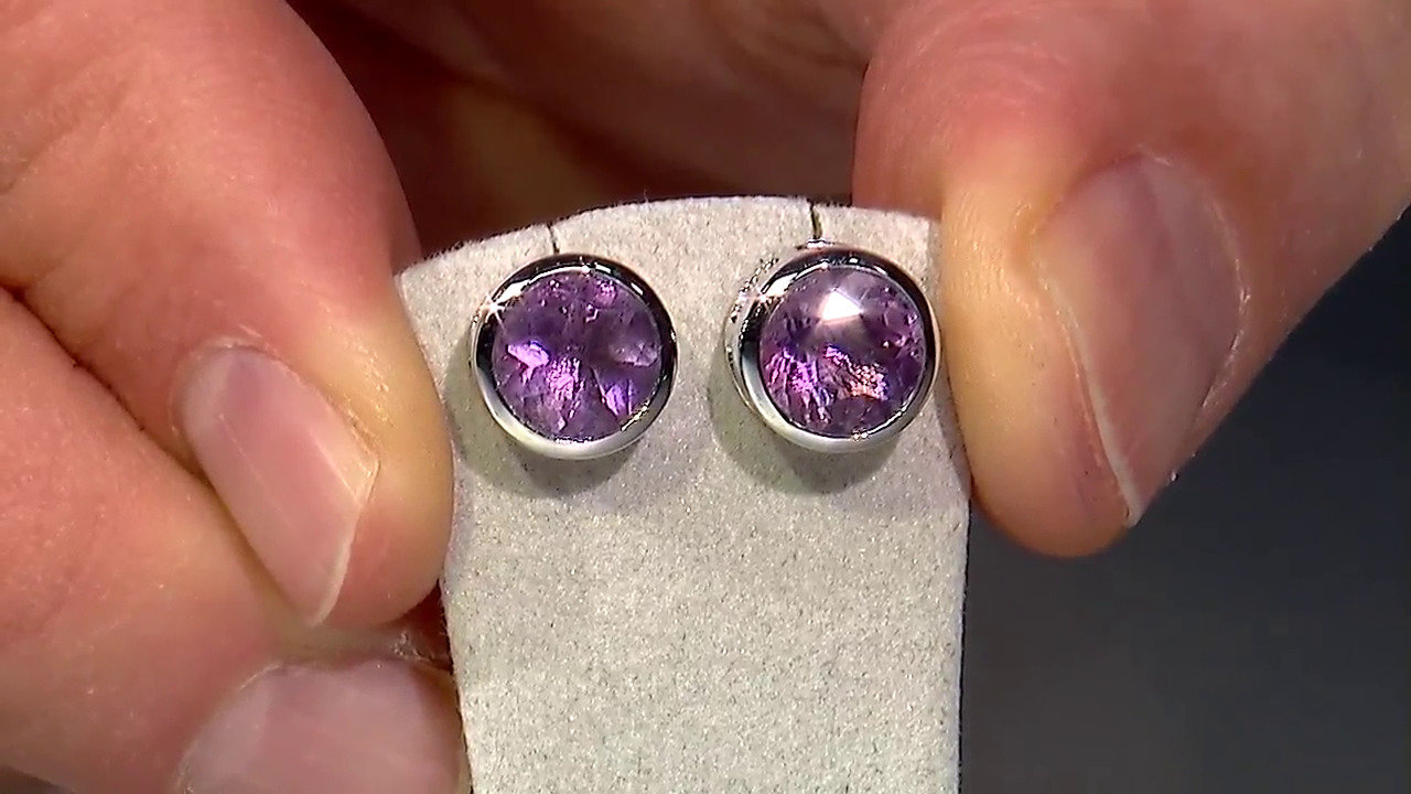 Video Orecchini in argento con Fluorite Viola