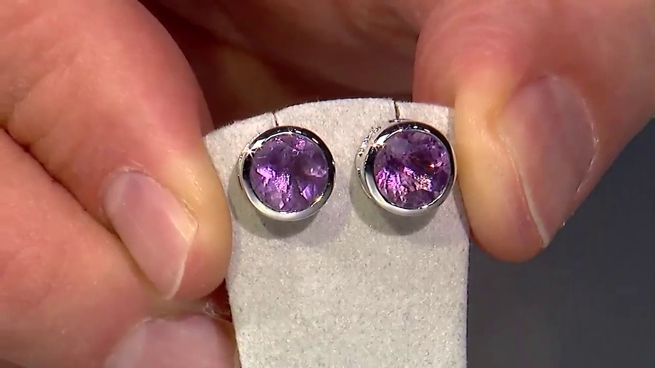 Video Pendientes en plata con Fluorita púrpura