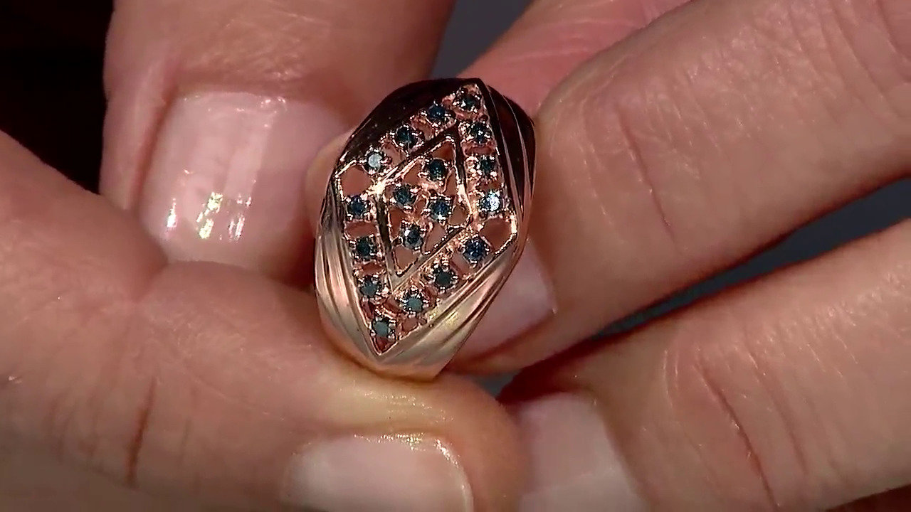 Video Anello da uomo placcato in oro con Diamante Fancy