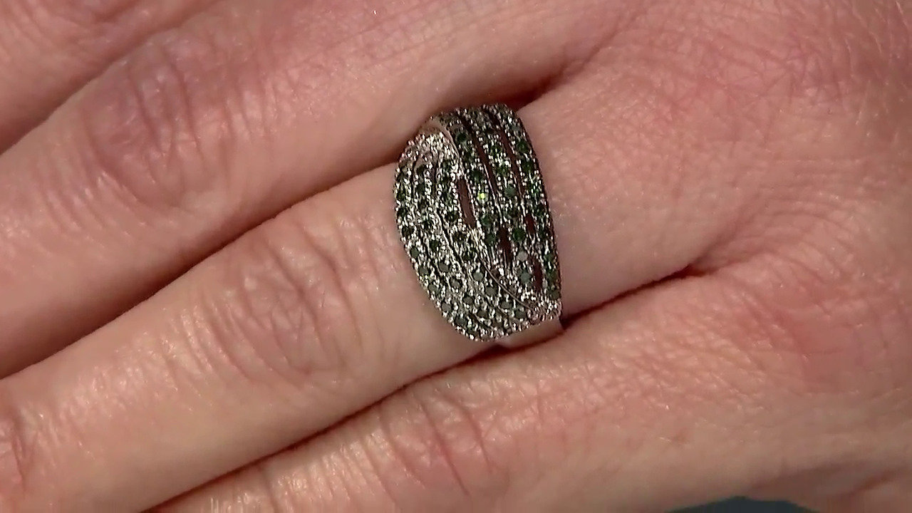 Video Anello placcato in platino con Diamante Fancy