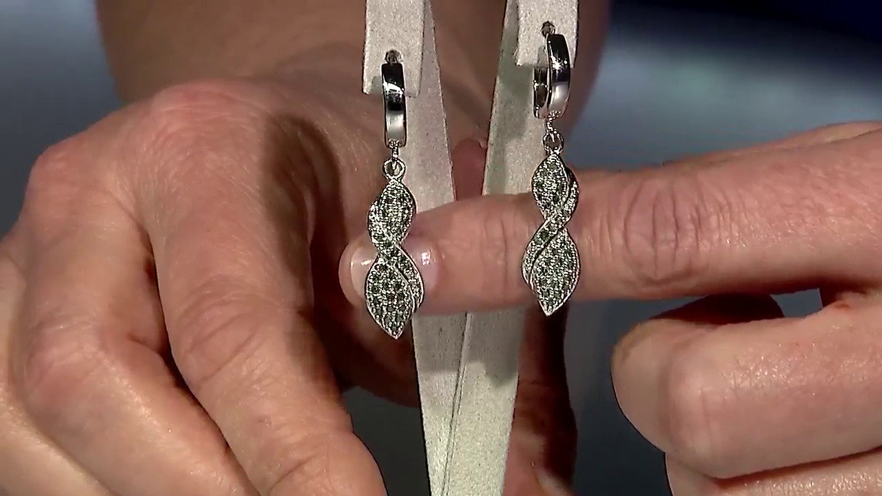 Video Orecchini placcati in platino con Diamante Fancy