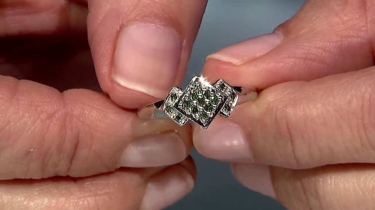 Video Anello placcato in platino con Diamante Fancy