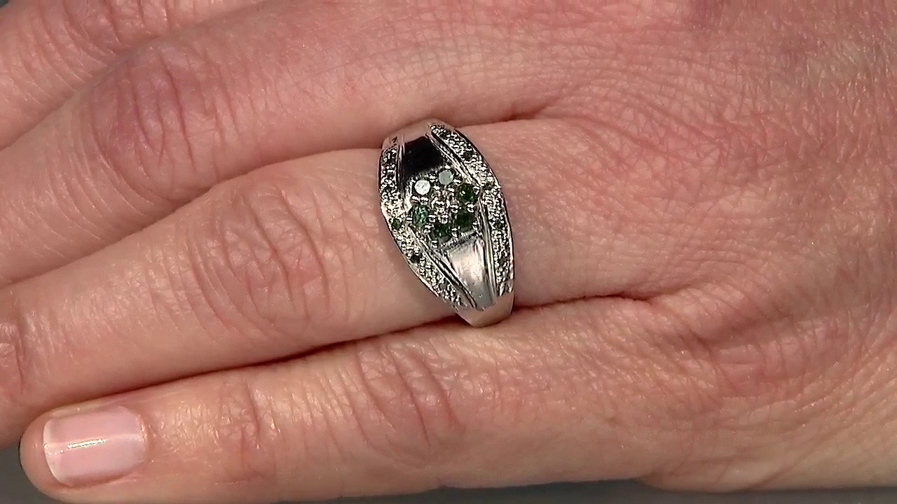 Video Anello placcato in platino con Diamante Fancy