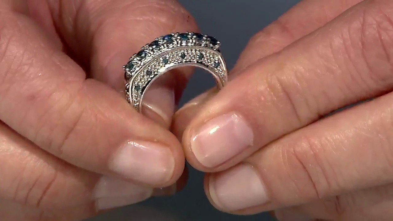 Video Anello placcato in platino con Diamante Fancy