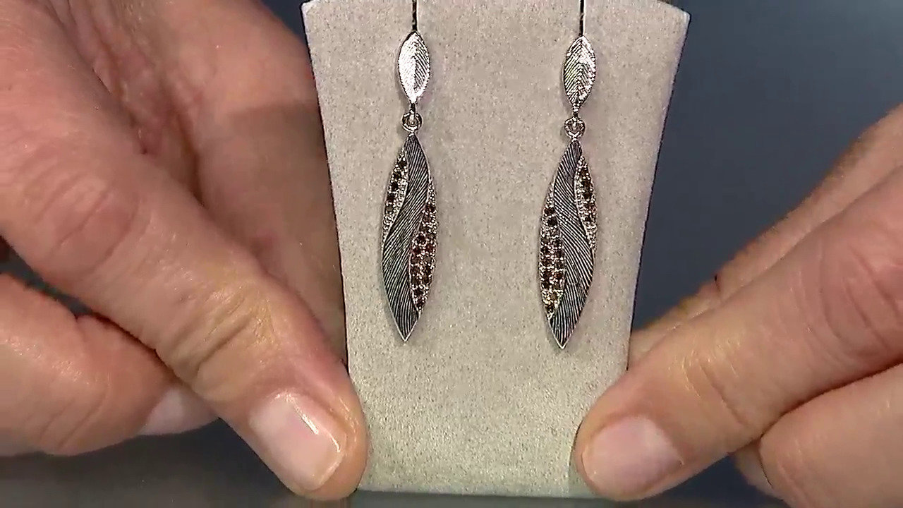 Video Orecchini placcati in platino con Diamante Fancy
