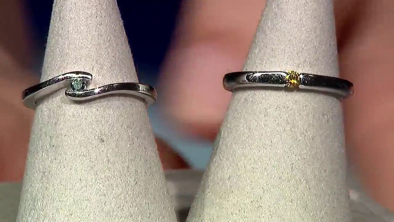 Video Anello placcato in platino con Diamante Fancy