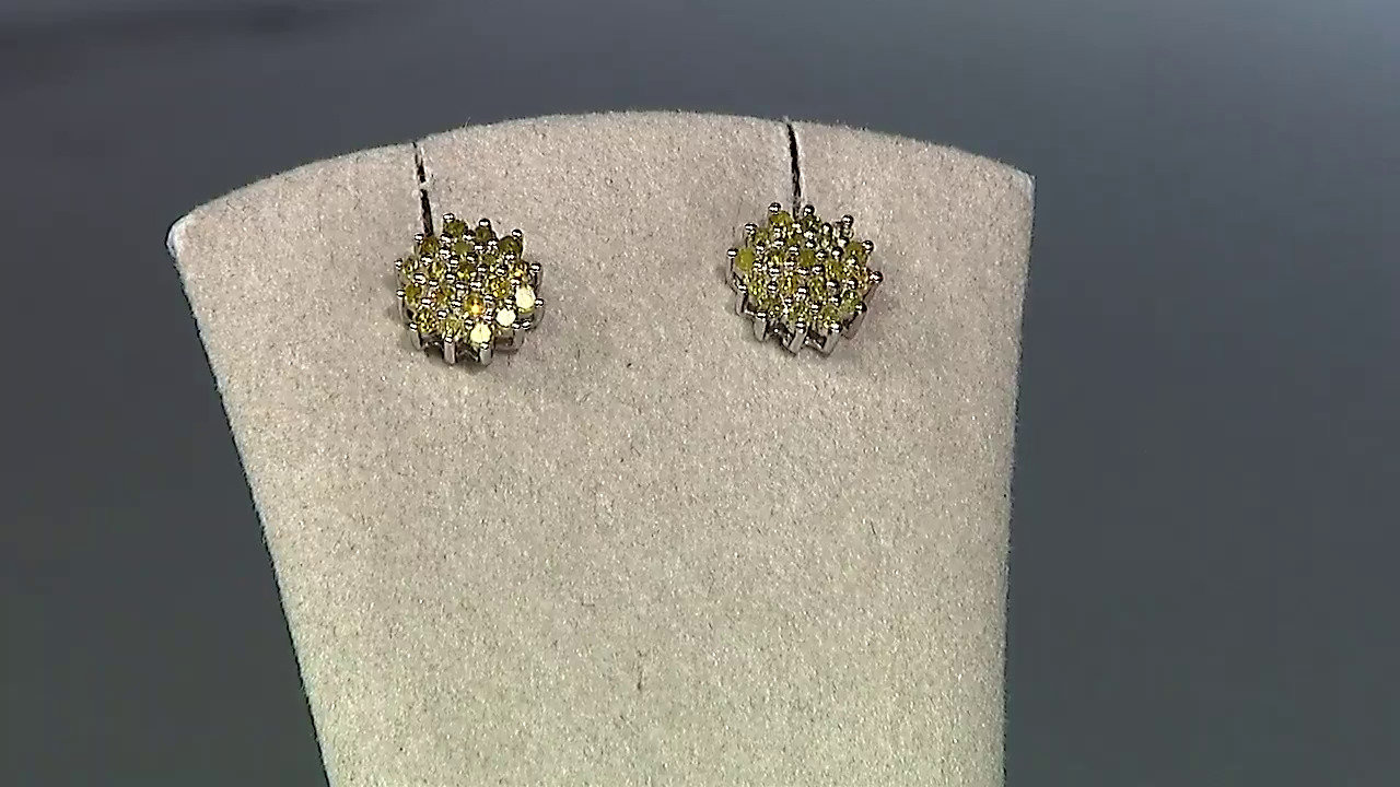 Video Orecchini placcati in platino con Diamante Fancy