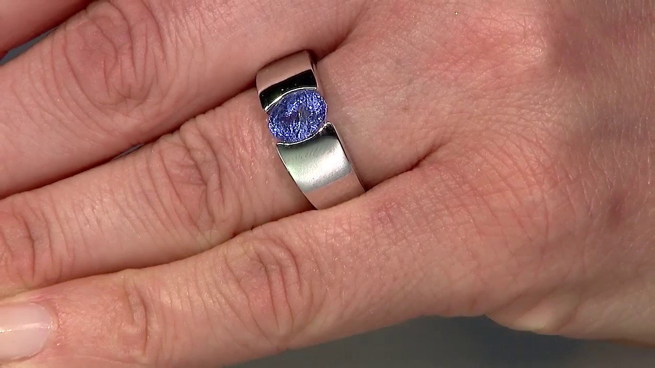 Video Anello da uomo placcato in platino con Diamante Fancy