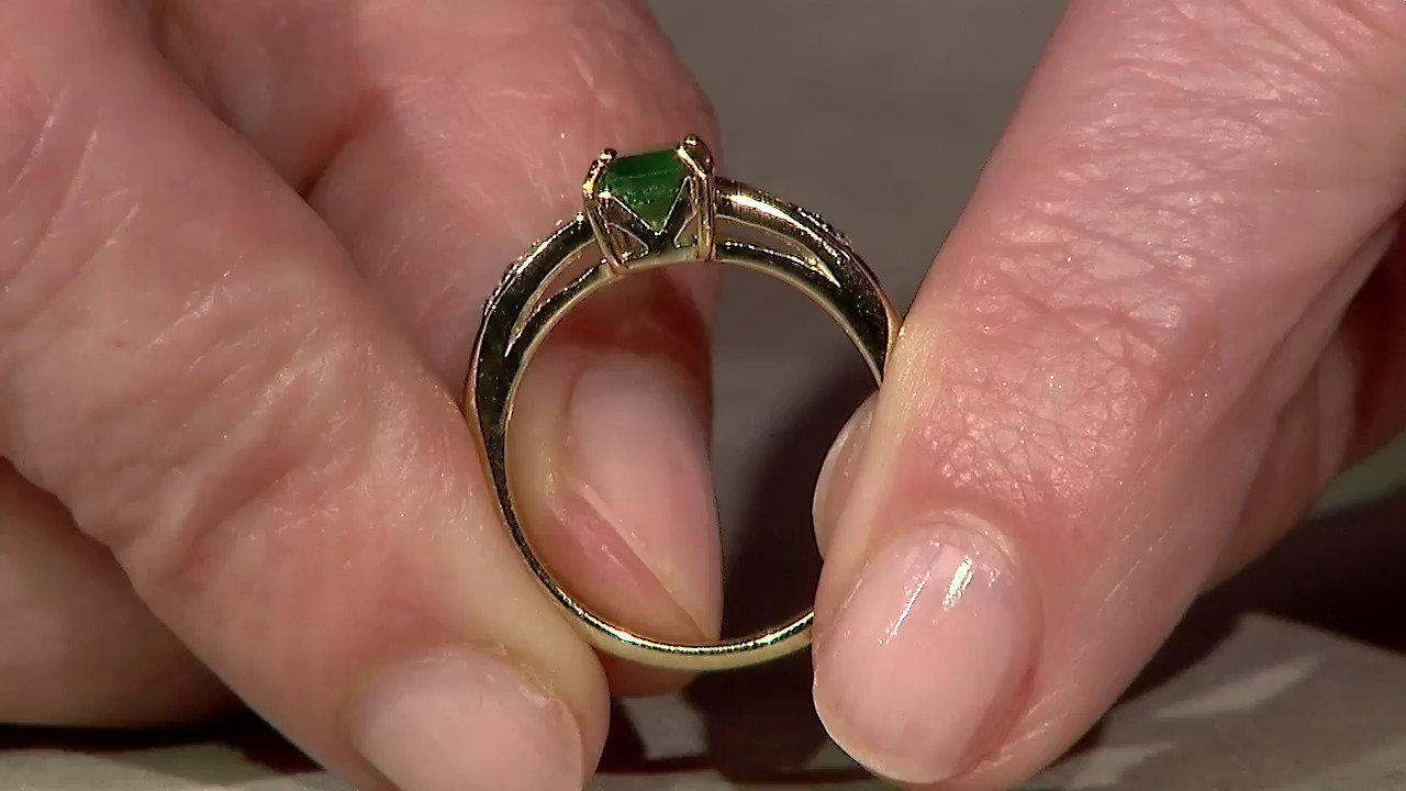 Video Anello placcato in oro con Smeraldo Bahia
