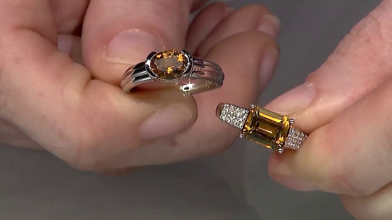 Video Cognac Scapolite Silver Ring