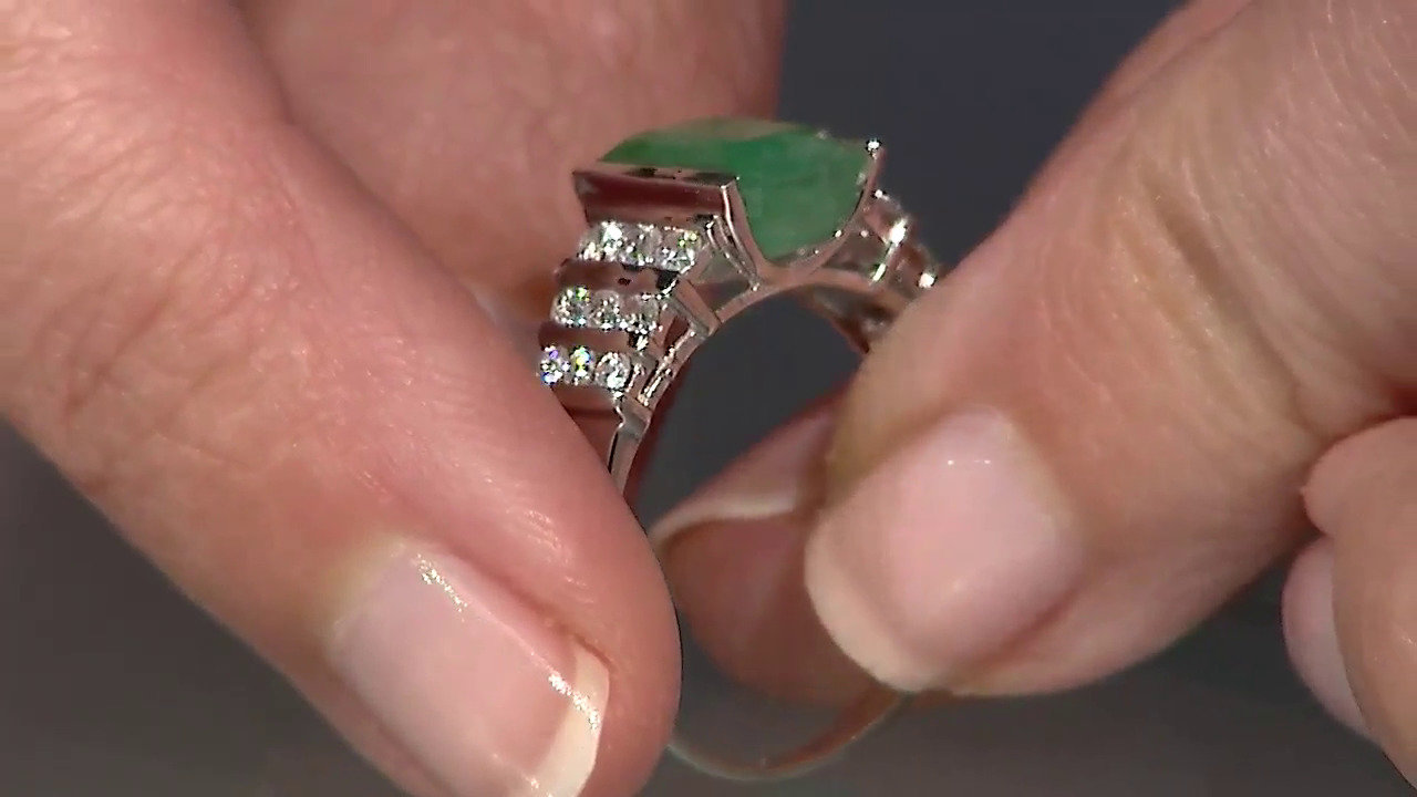 Video Anillo en plata con Esmeralda de Bahía