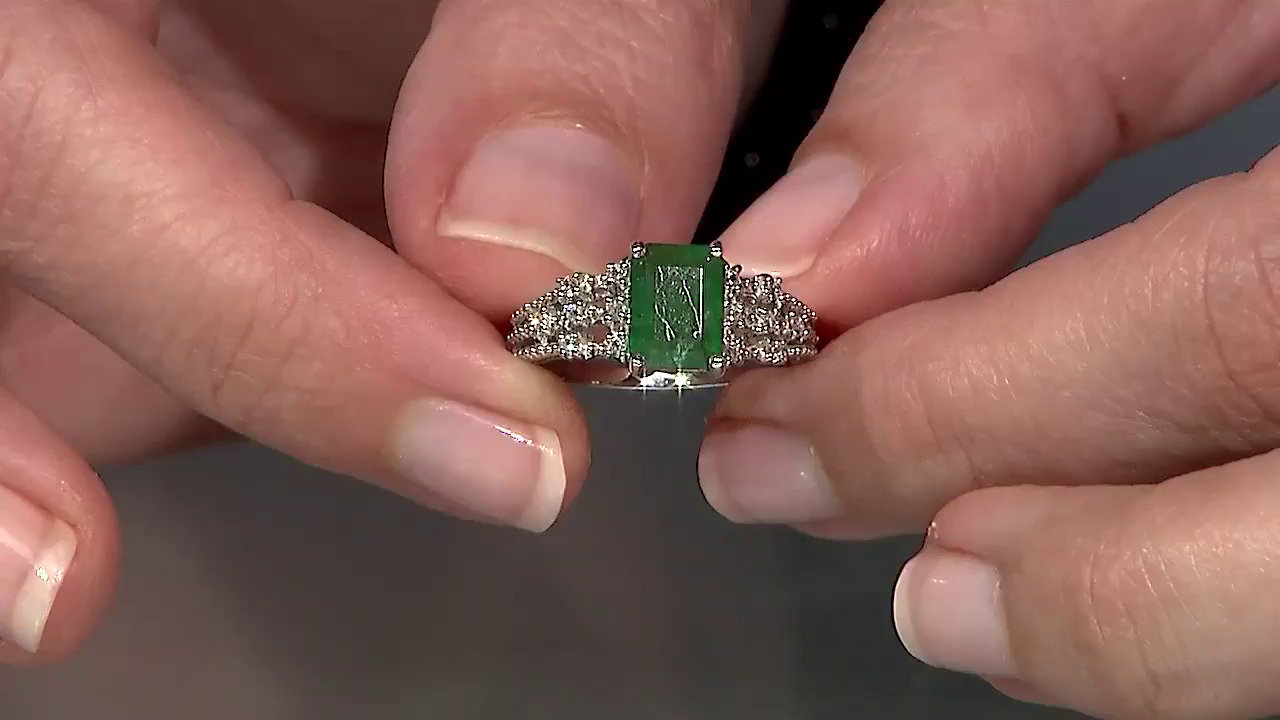 Video Anillo en plata con Esmeralda de Bahía