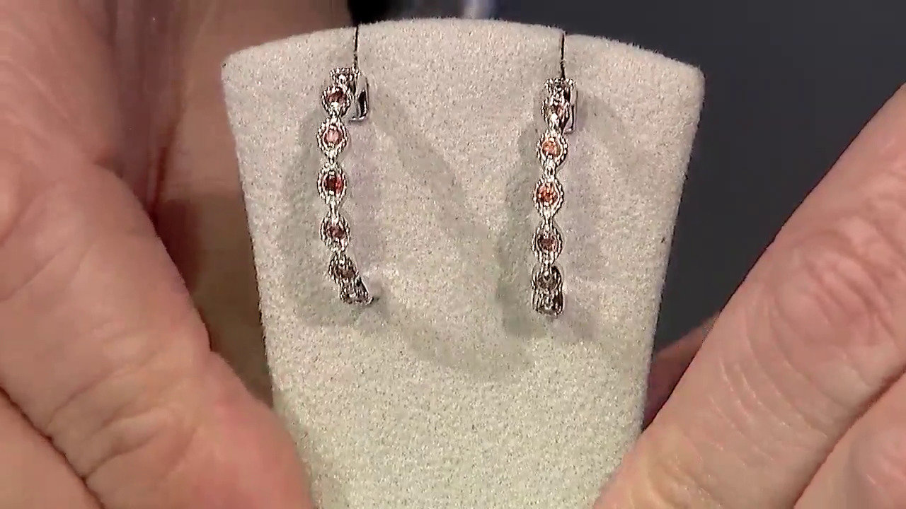 Video Pink Zircon Silver Earrings