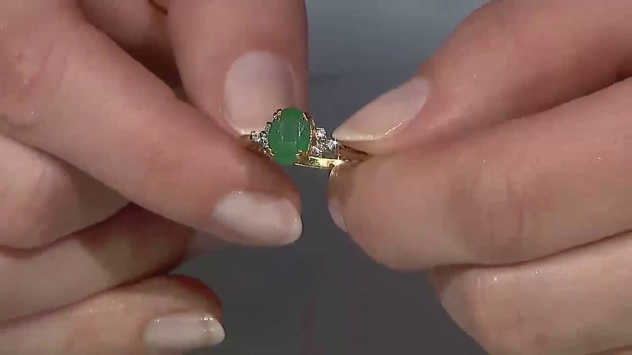 Video Anello placcato in oro con Smeraldo Bahia