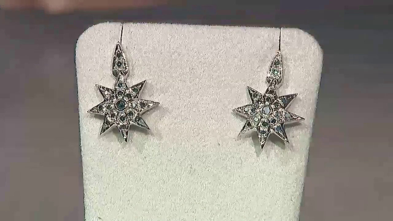 Video Orecchini placcati in platino con Diamante Fancy