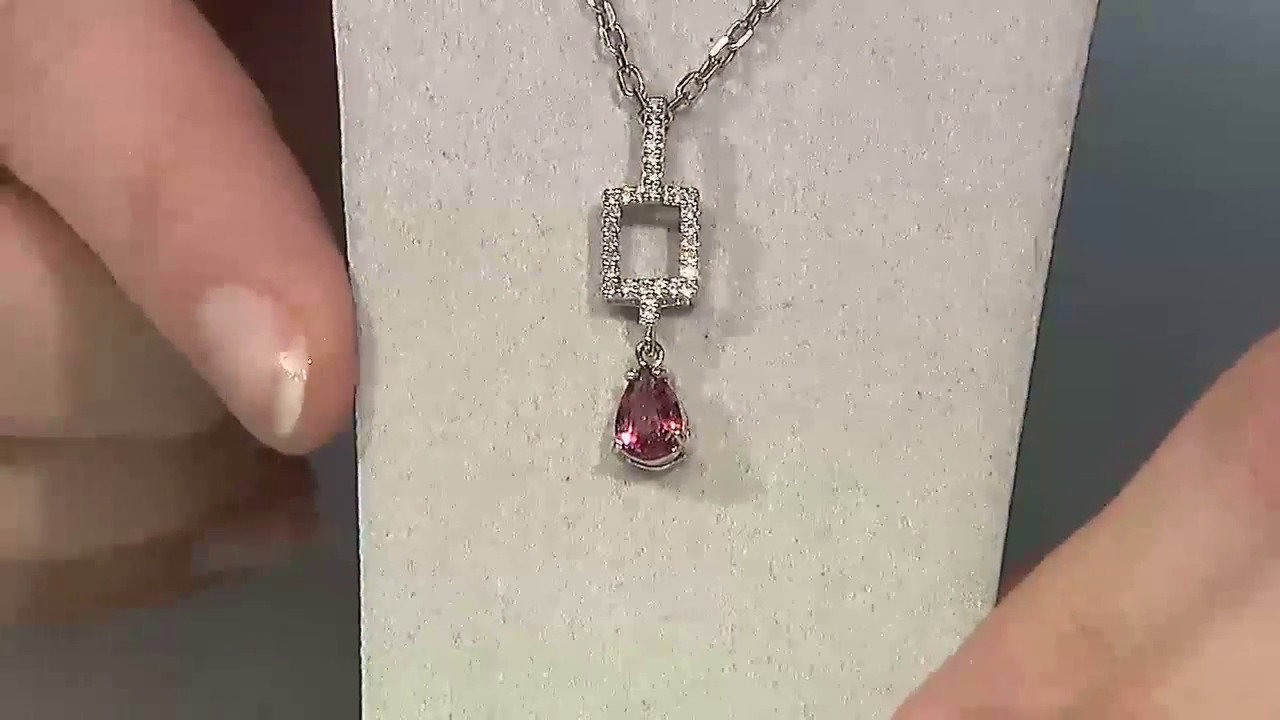Video Ciondolo placcato in platino con Tormalina Rosa Cuprian