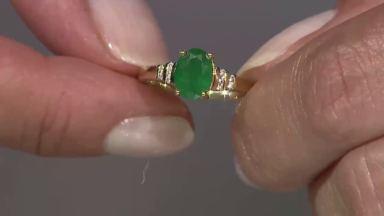 Video Anello placcato in oro con Smeraldo Bahia