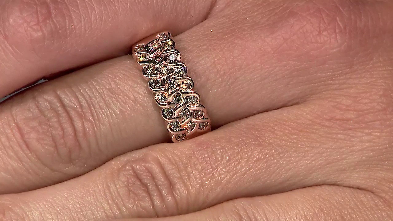 Video 14K SI1 Argyle Rose De France Diamond Gold Ring (Annette)