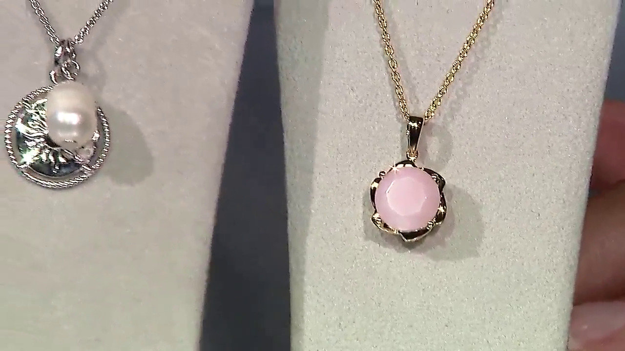 Video Pinkfarbener Opal-Silberhalskette