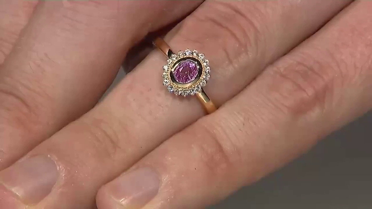 Video Anello in argento con Zaffiro Rosa