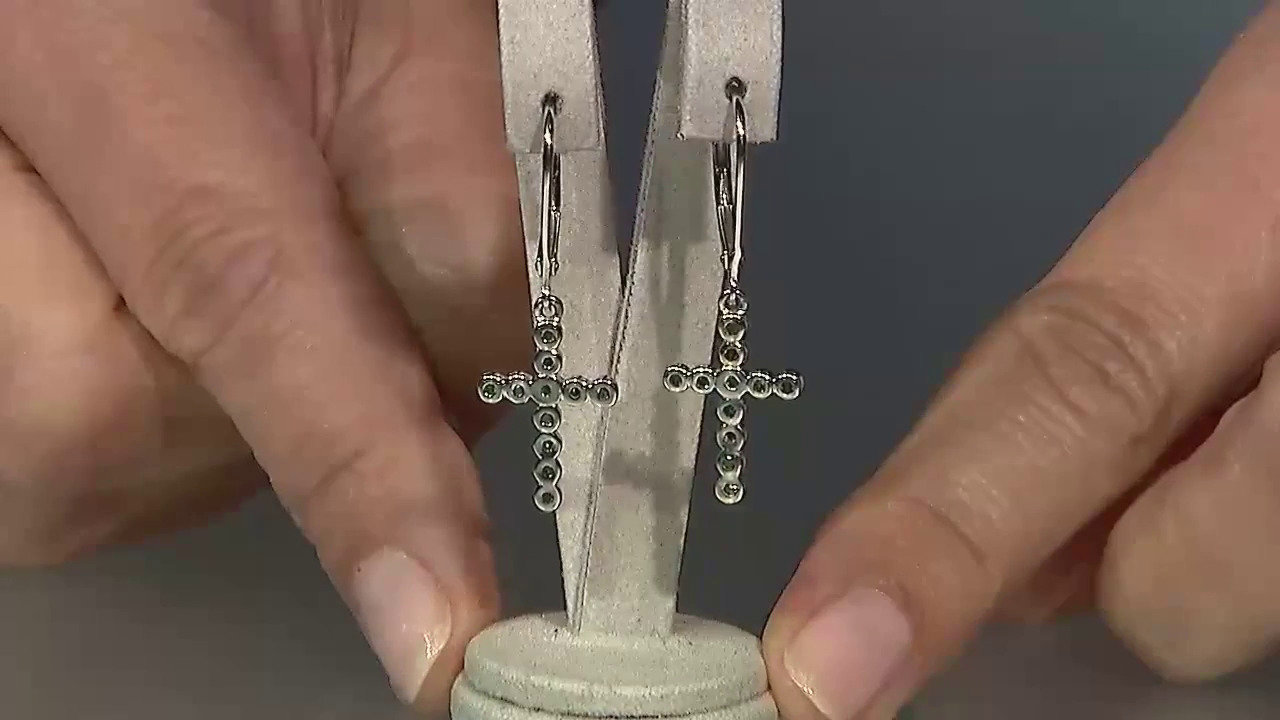 Video Orecchini placcati in platino con Diamante Fancy