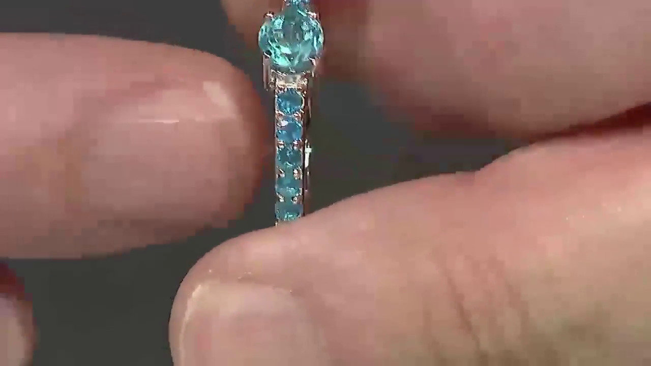 Video Anello in argento con Apatite Blu