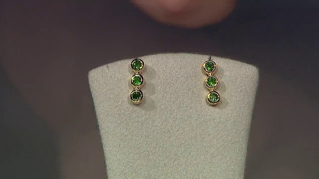 Video Russian Diopside Silver Earrings