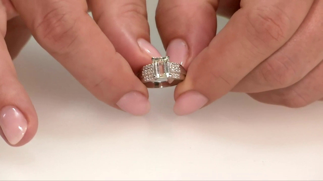 Video Anello placcato in platino con Kunzite Canarino