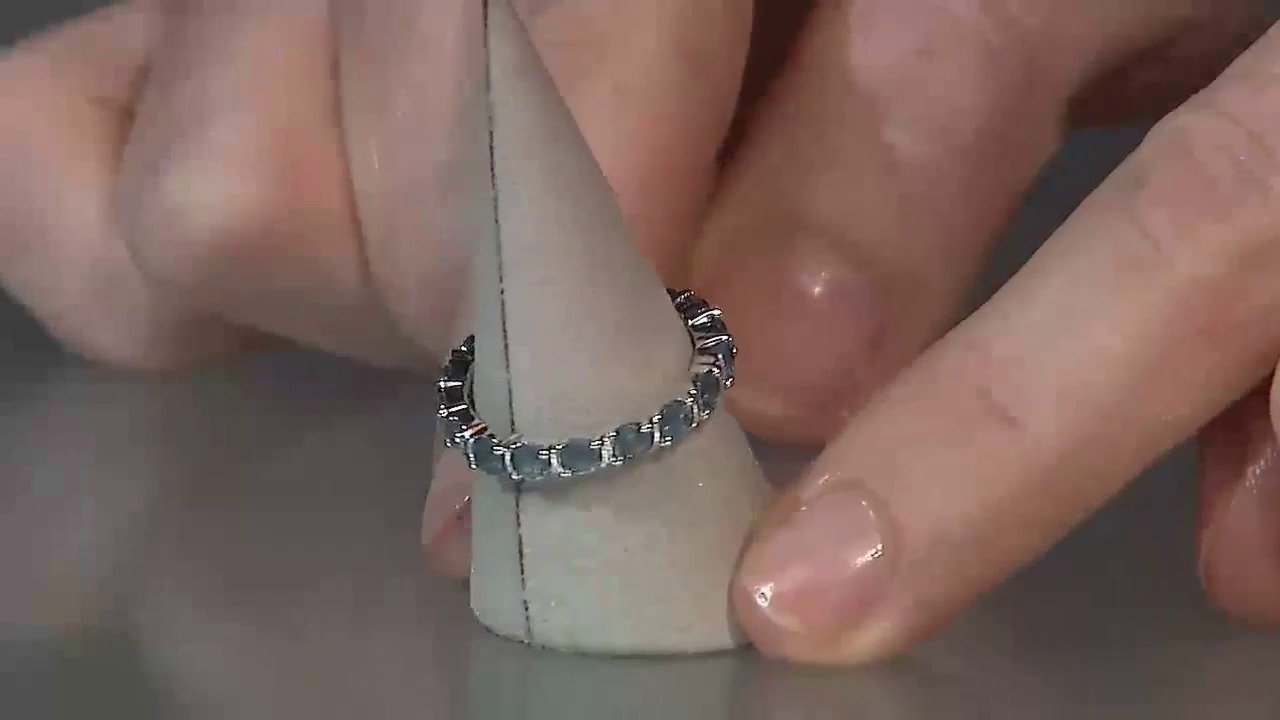 Video Anello in argento con Cianite Blu Foglia di Tè