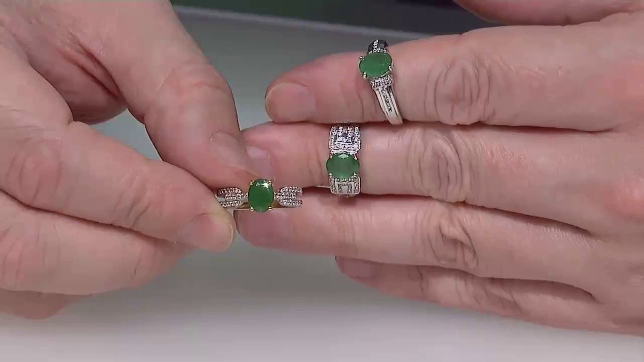 Video Anello placcato in platino con Smeraldo Bahia