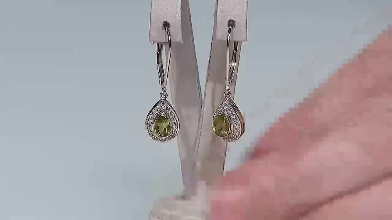 Video Orecchini placcati in platino con Tormalina Cuprian