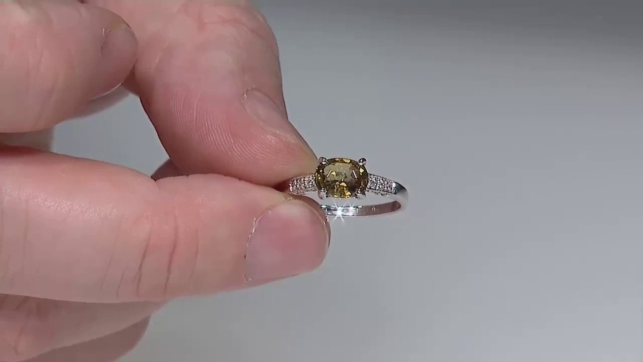 Video Anello placcato in platino con Tormalina Cuprian