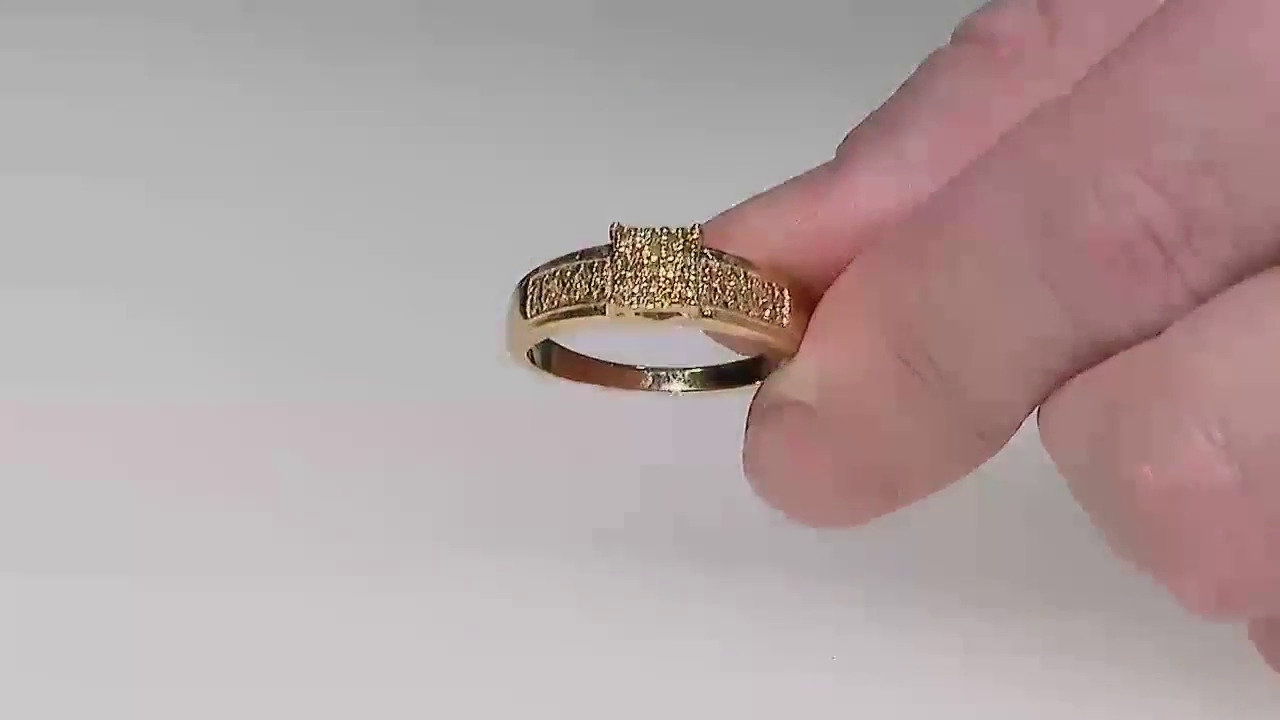 Video Anello placcato in oro con Diamante Fancy