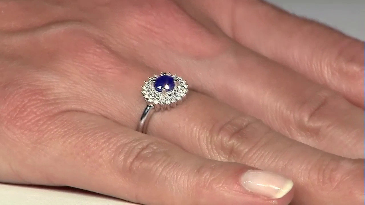 Video Zilveren ring met een Koningsblauwe Spinel