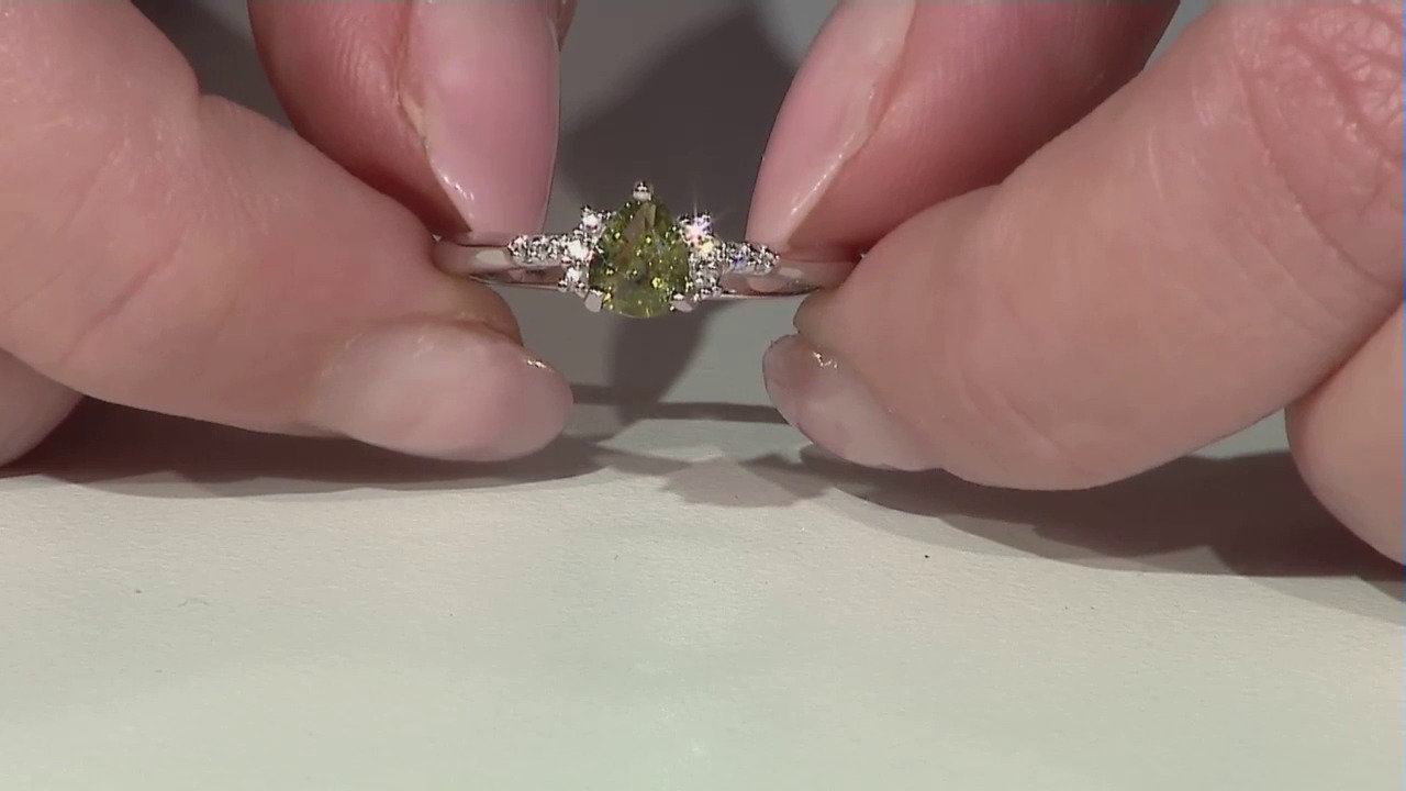 Video Anello placcato in platino con Tormalina Cuprian
