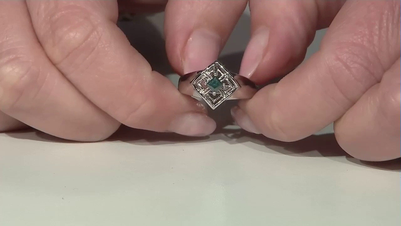 Video Anello placcato in platino con Diamante Fancy