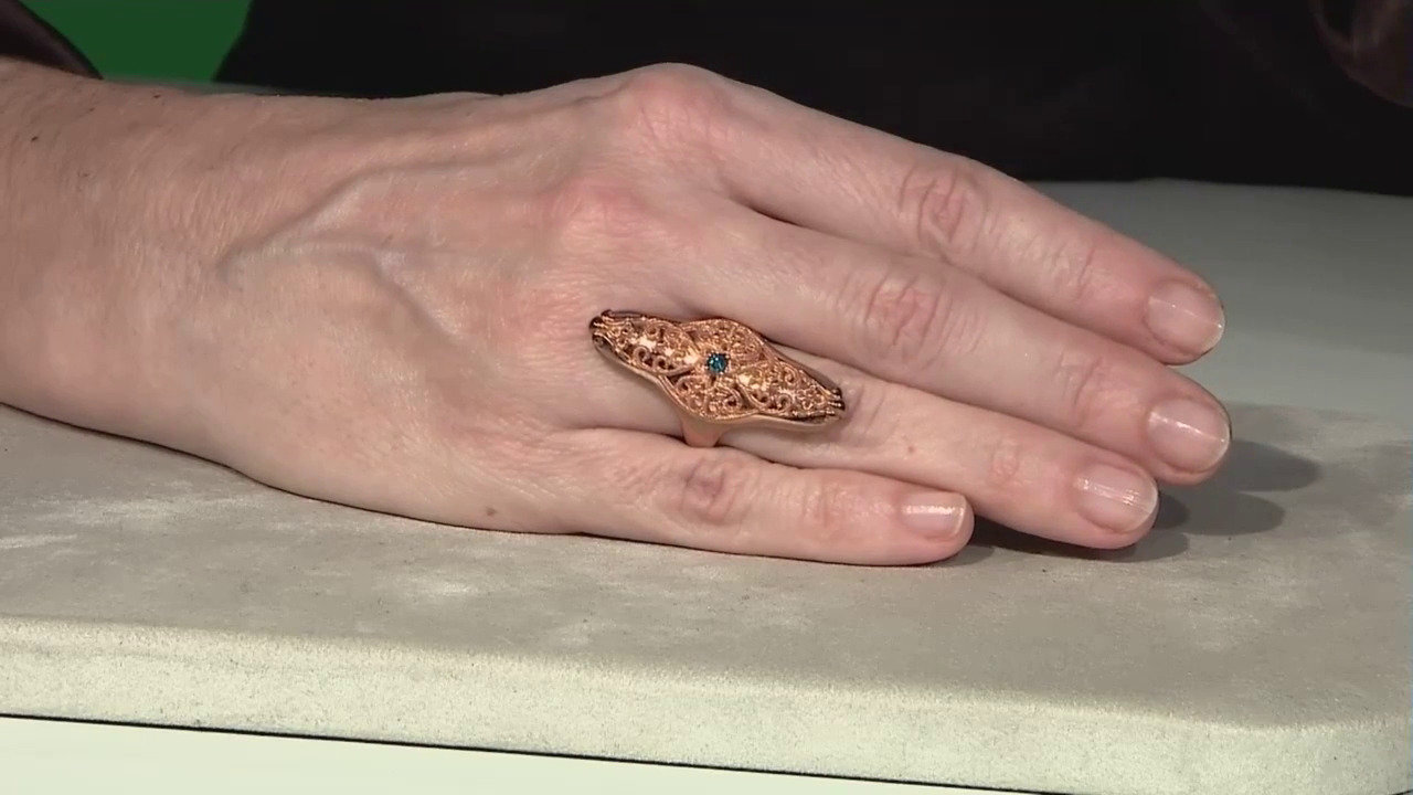 Video Anello placcato in oro con Diamante Blu