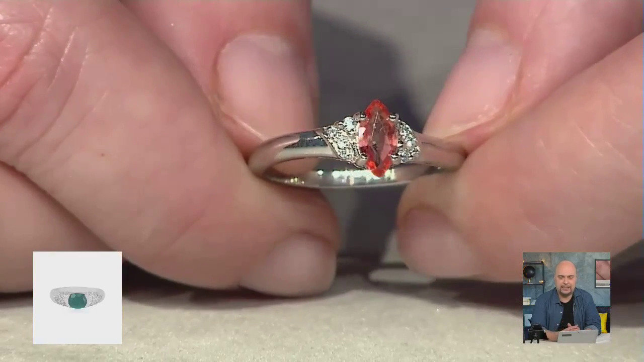 Video Anello placcato in platino con Zaffiro Padparadscha