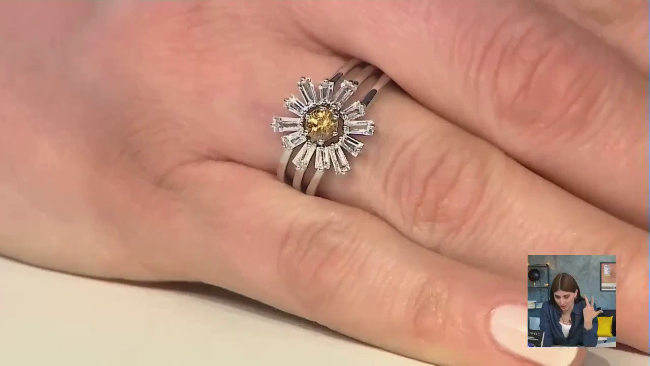 Video Set anelli in argento con Zircone Giallo e Topazio Bianco