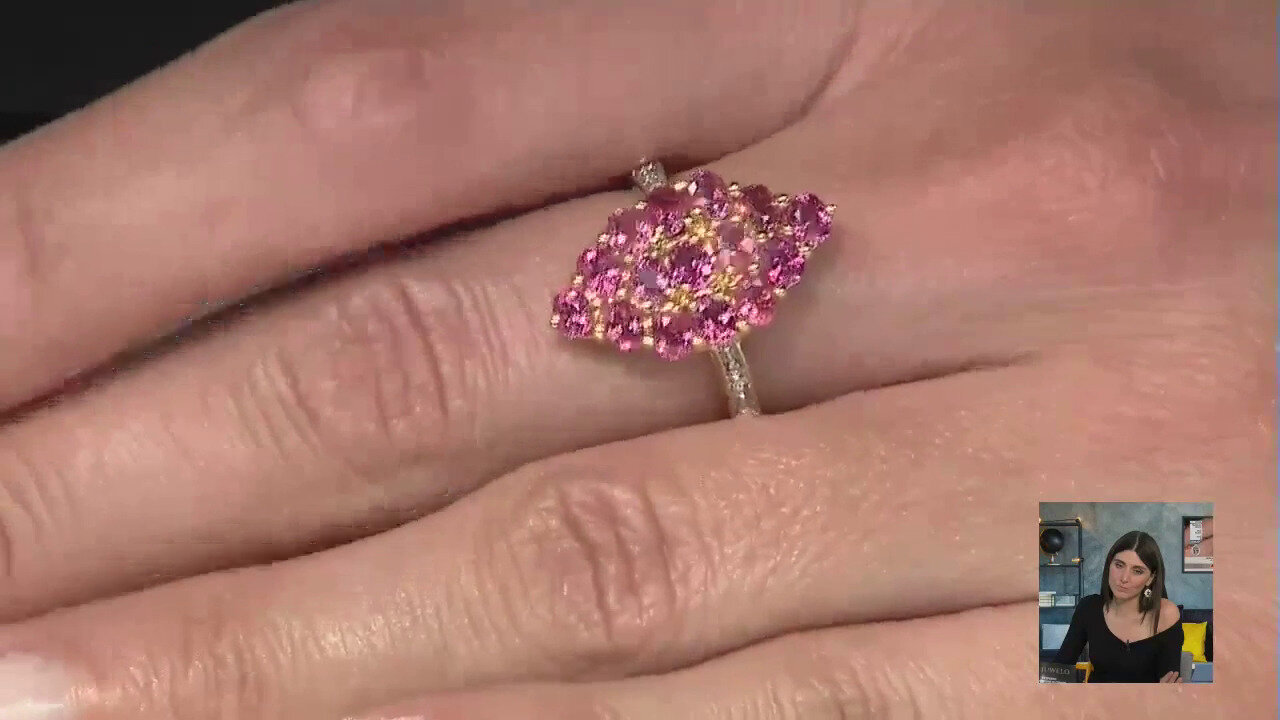 Video Anello in oro con Zaffiro Padparadscha (non riscaldato) (AMAYANI)