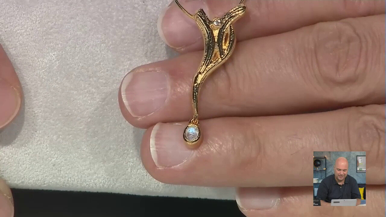 Video Ciondolo in argento con Pietra di Luna Arcobaleno AAA (MONOSONO COLLECTION)