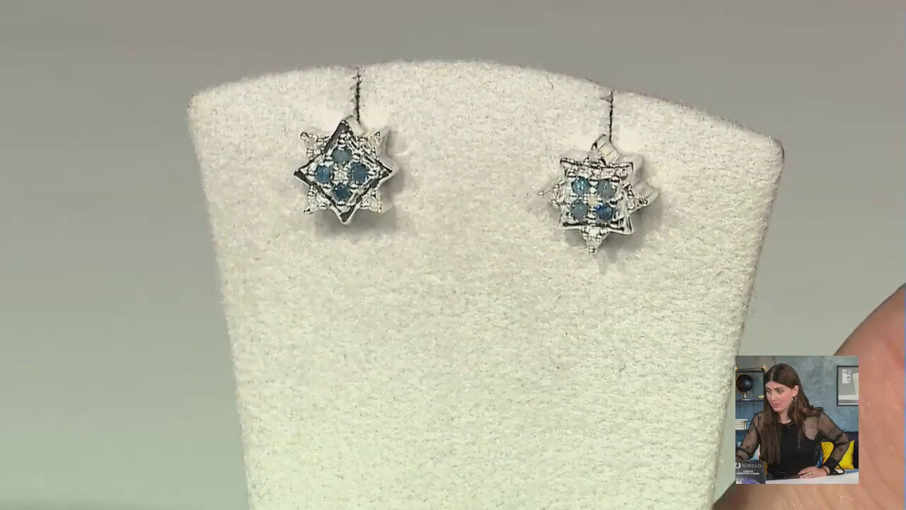 Video Orecchini in argento con Diamante Blu I3