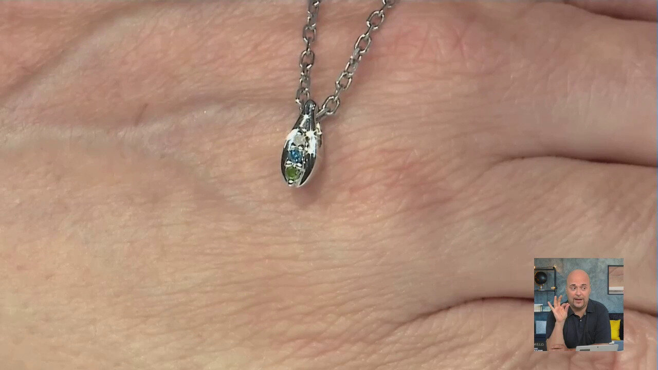 Video Ciondolo in argento con Diamante Verde I3