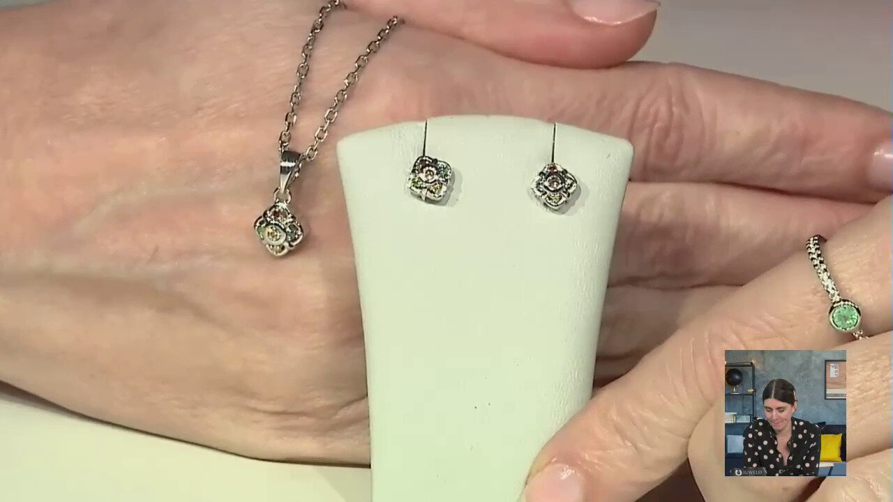 Video Orecchini in argento con Diamante Champagne I3