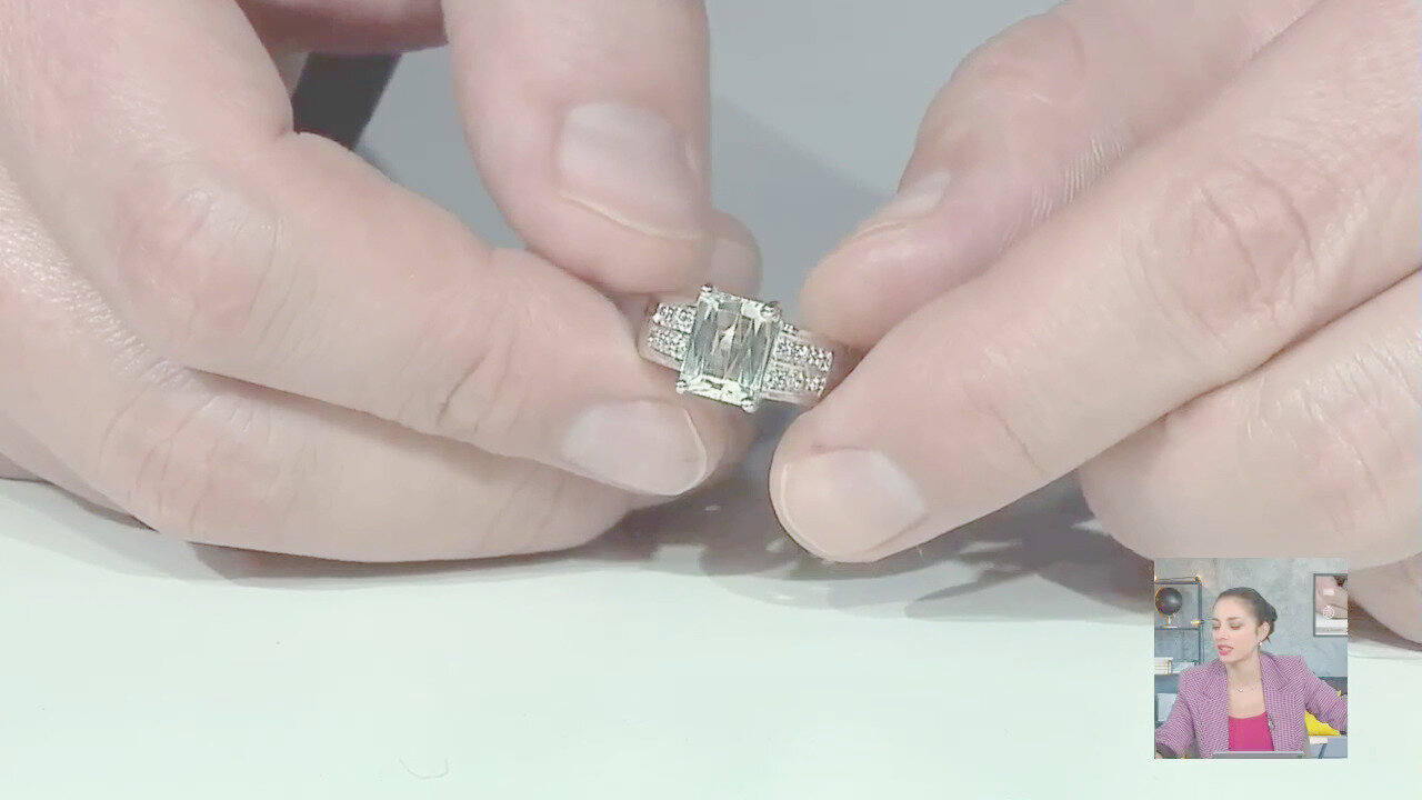 Video Anello da uomo placcato in platino con Kunzite Canarino