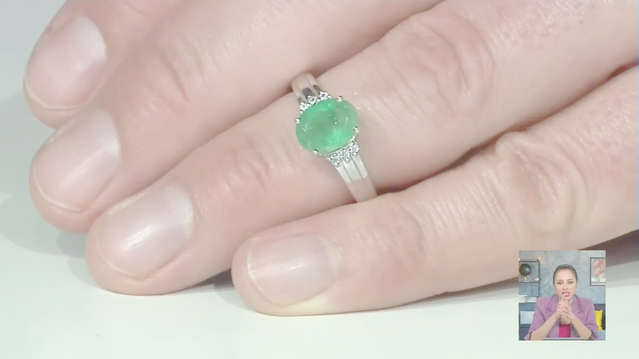 Video Anello placcato in platino con Smeraldo Bahia