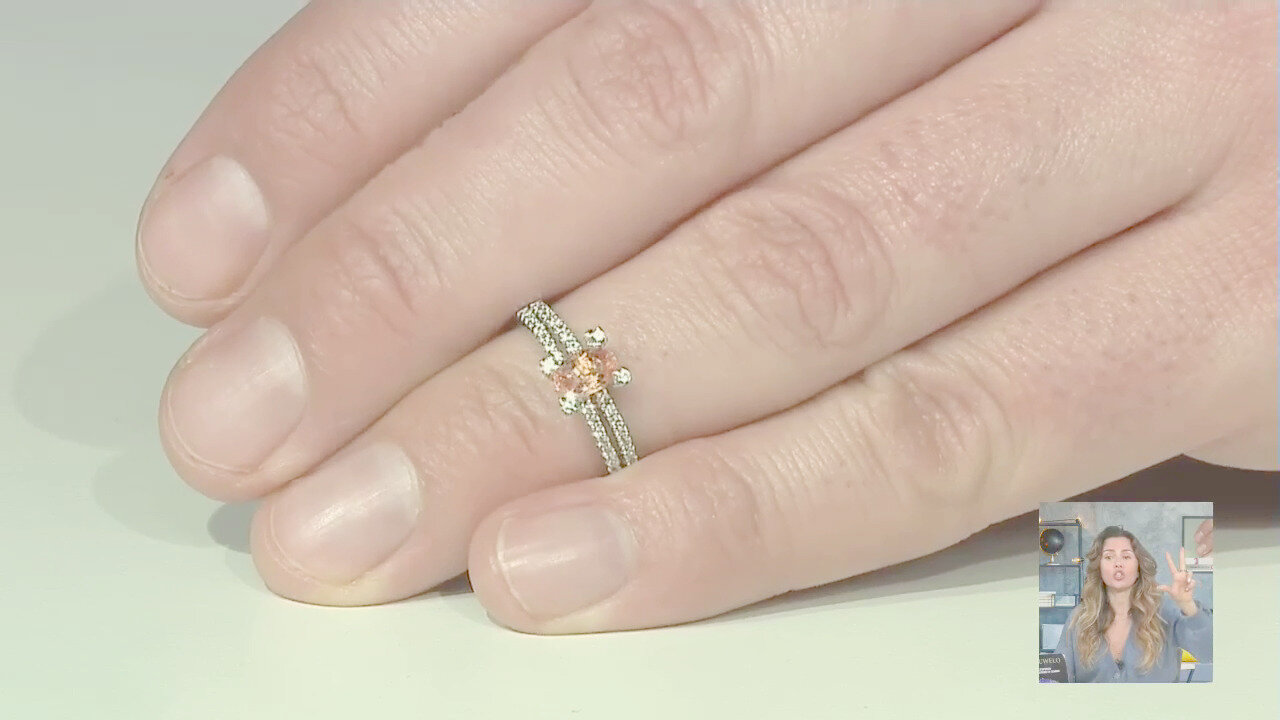 Video Anello placcato in platino con Zaffiro Padparadscha