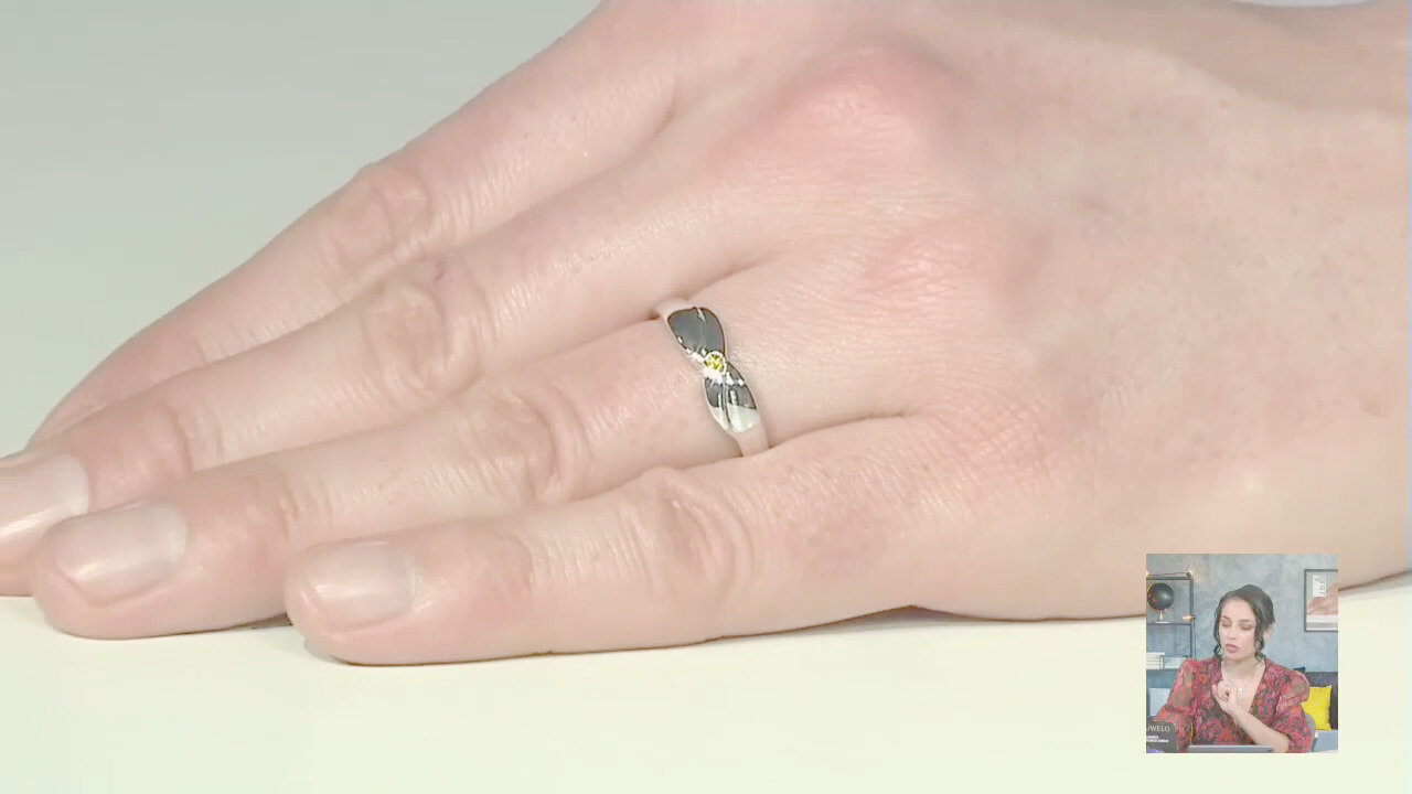 Video Anello in argento con Diamante Giallo I4